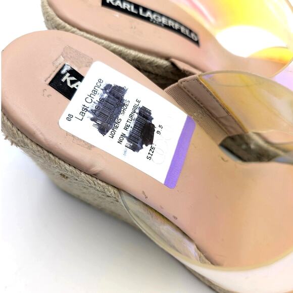 Karl Lagerfeld Cecily Wedge Sandal Womens Iridescent Rubber Size US9.5 EU40 - Picture 11 of 12
